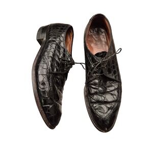 Edwin Clapp Mens Alligator Croc Skin Derby Shoes Black Exotic Leather Sz 9.5 VTG